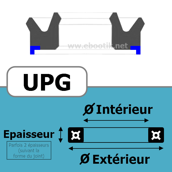 JOINT U / PISTON 20X32X8 UPG  UP PU/Polyuréthane Bleu 94